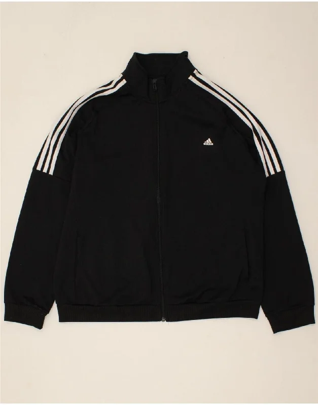 ADIDAS Womens Tracksuit Top Jacket UK 20/22 XL Black Polyester Nylon Fabric Polyester Fabric Spandex Fabric