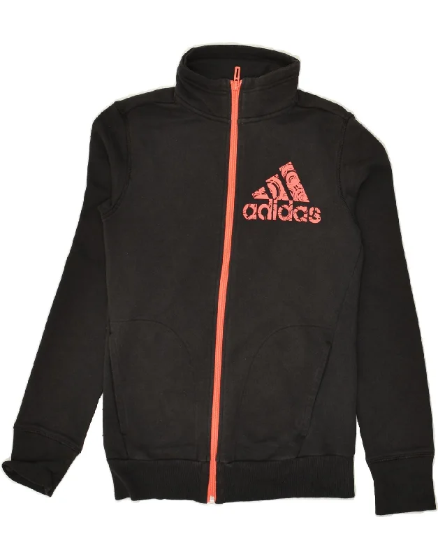 ADIDAS Womens Tracksuit Top Jacket UK 4/6 XS Black Insulated Jacket Fitted Jacket Loose Jacket