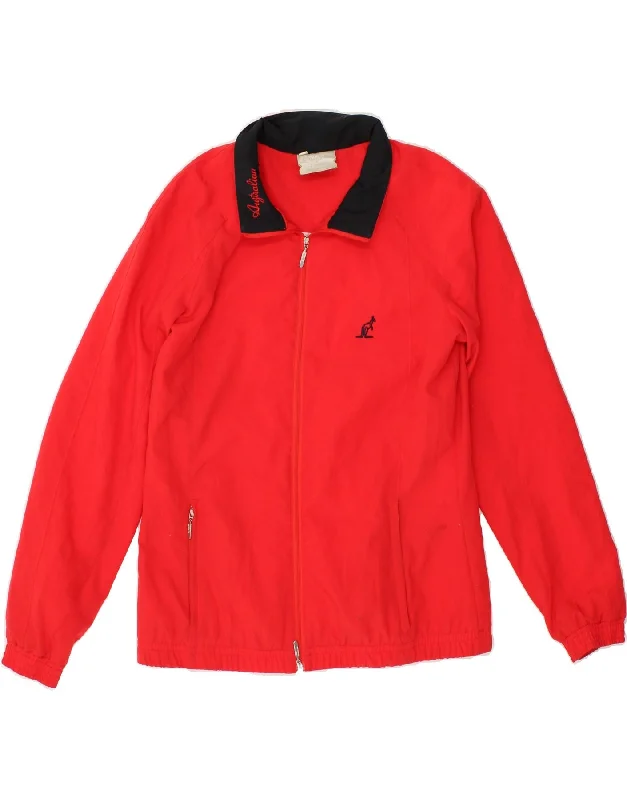 AUSTRALIAN L'ALPINA Womens Graphic Tracksuit Top Jacket IT 44 Medium Red Appliqued Jacket Beaded Jacket Sequined Jacket