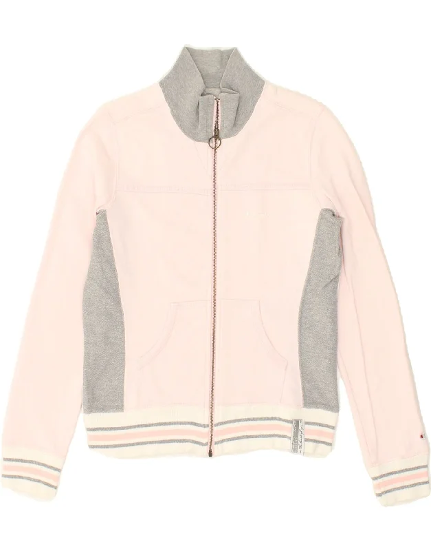 CHAMPION Womens Tracksuit Top Jacket UK 10 Small Pink Colourblock Front Pockets Side Pockets Patch Pockets