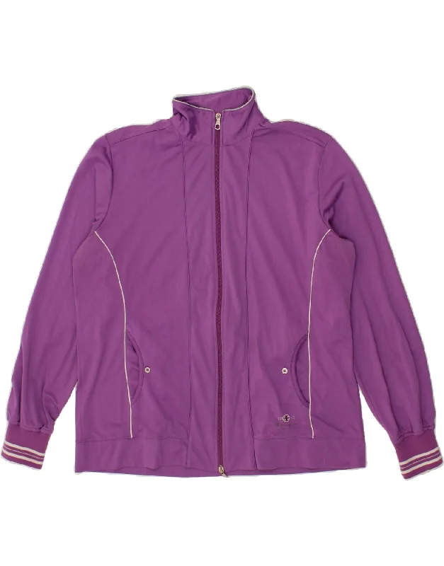 CHAMPION Womens Tracksuit Top Jacket UK 20 2XL Purple Polyester Zip Front Button Front Snap Front