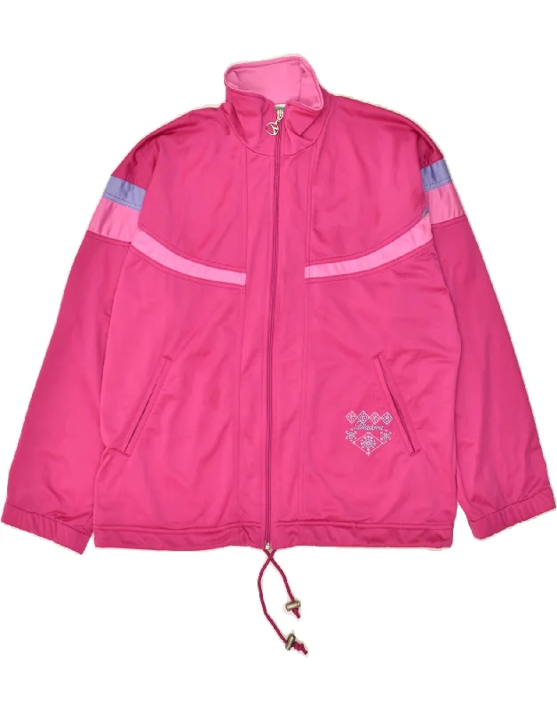 DIADORA Womens Tracksuit Top Jacket UK 22 3XL Pink Polyester Welt Pockets Slit Pockets Flap Pockets