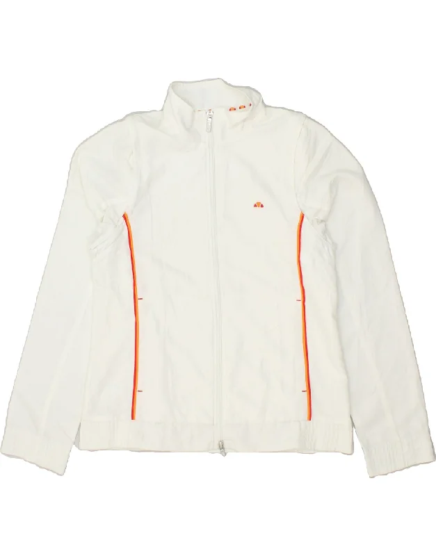 ELLESSE Womens Tracksuit Top Jacket EU 38 Medium White Polyester Fitted Jacket Loose Jacket Oversized Jacket