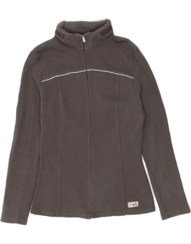 FILA Womens Hooded Tracksuit Top Jacket IT 44 Medium Grey Cotton Jacket Linen Jacket Terry Jacket