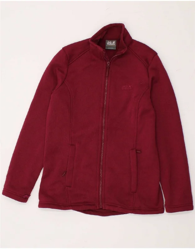 JACK WOLFSKIN Womens Tracksuit Top Jacket UK 8/10 Small Red Polyester Snapped Jacket Toggled Jacket Drawstring Jacket