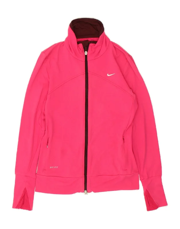 NIKE Womens Dri Fit Tracksuit Top Jacket UK 10 Small Pink Polyester Cotton Jacket Linen Jacket Terry Jacket