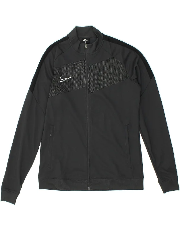 NIKE Womens Dri Fit Tracksuit Top Jacket UK 14 Medium Grey Polyester Herringbone Jacket Checkered Jacket Solid Jacket