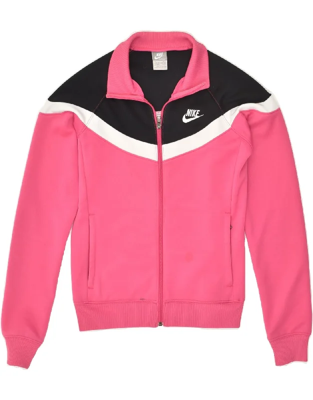 NIKE Womens Tracksuit Top Jacket UK 10/12 Medium Pink Colourblock Plaid Jacket Tartan Jacket Houndstooth Jacket