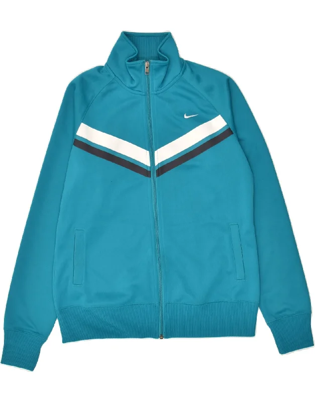 NIKE Womens Tracksuit Top Jacket UK 16/18 Large Blue Colourblock Polyester Jersey Jacket Tulle Jacket Batik Jacket