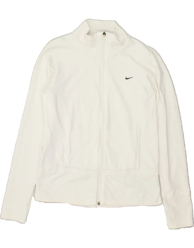 NIKE Womens Tracksuit Top Jacket UK 16/18 Large White Print Jacket Jacquard Jacket Patchwork Jacket