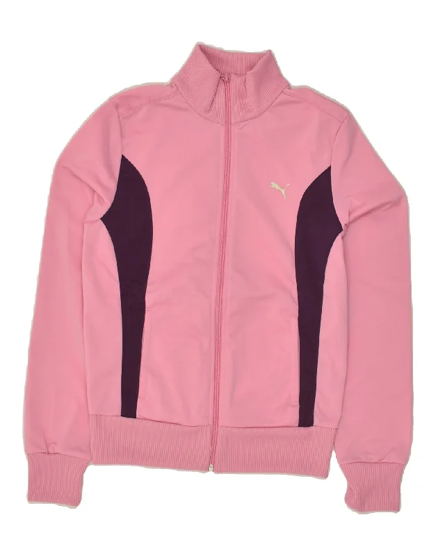 PUMA Womens Graphic Tracksuit Top Jacket UK 10 Small  Pink Colourblock Jersey Jacket Tulle Jacket Batik Jacket