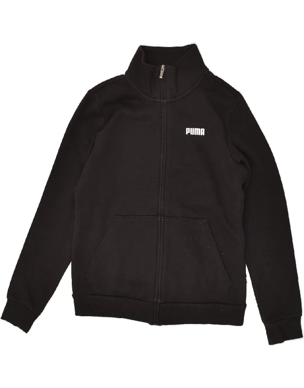 PUMA Womens Tracksuit Top Jacket UK 14 Medium Black Cotton Zippered Jacket Buttoned Jacket Snapped Jacket