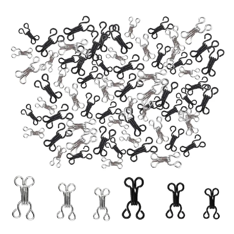 Maxbell 120 Pairs Hook and Eye Fasteners Bra for Trousers 3 Sizes Dress Skirt Collar