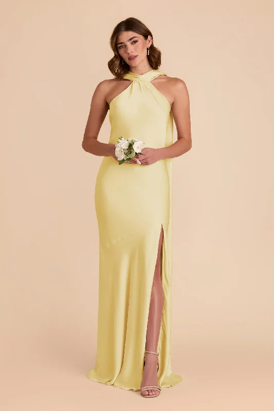 Eileen Matte Satin Dress - Lemon Sorbet