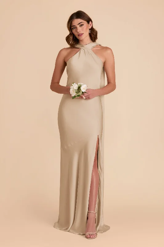 Eileen Matte Satin Dress - Neutral Champagne