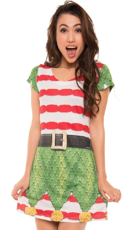 Faux Real Womens Christmas Elf Dress