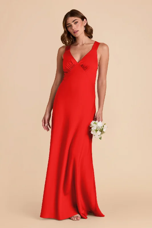 Veronica Matte Satin Dress - Lipstick Red