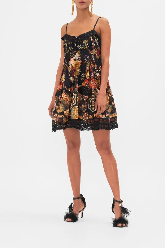 SHORT PINTUCK DRESS WITH POCKETS STITCHED IN TIME