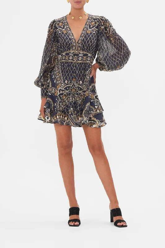 BUTTON FRONT FRILL DRESS DANCE WITH THE DUKE