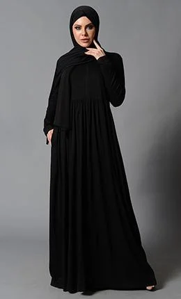 Everyday Wear Zipper Front Bodice Casual Abaya Dress - Final Sale