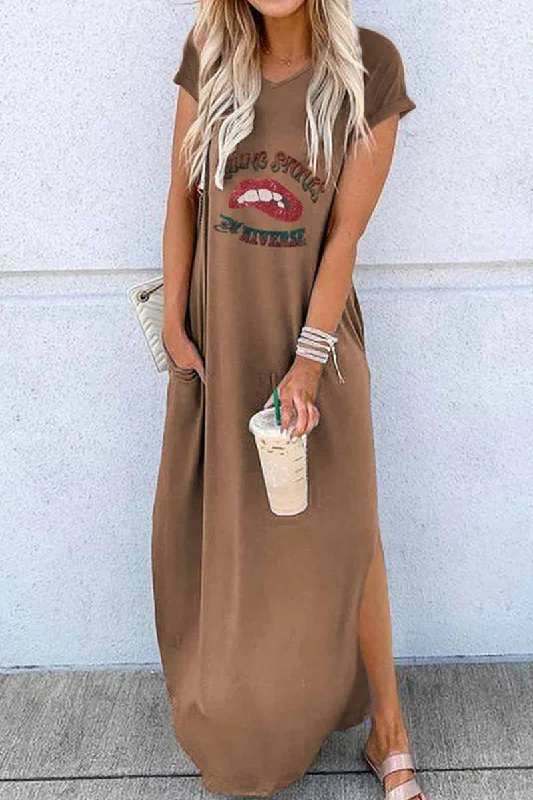 Florcoo Carton Print Loose Dress