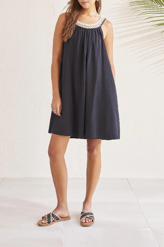 Tribal Knit Dress w/ Crochet Trim 5504O-4970-0002 Black
