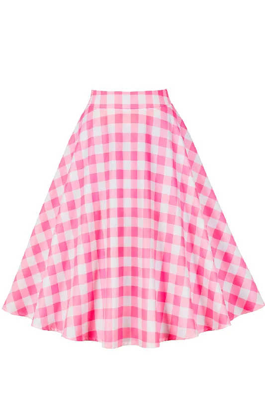 Barbie Pink Plaid A-line Skirt lace skirt intricate