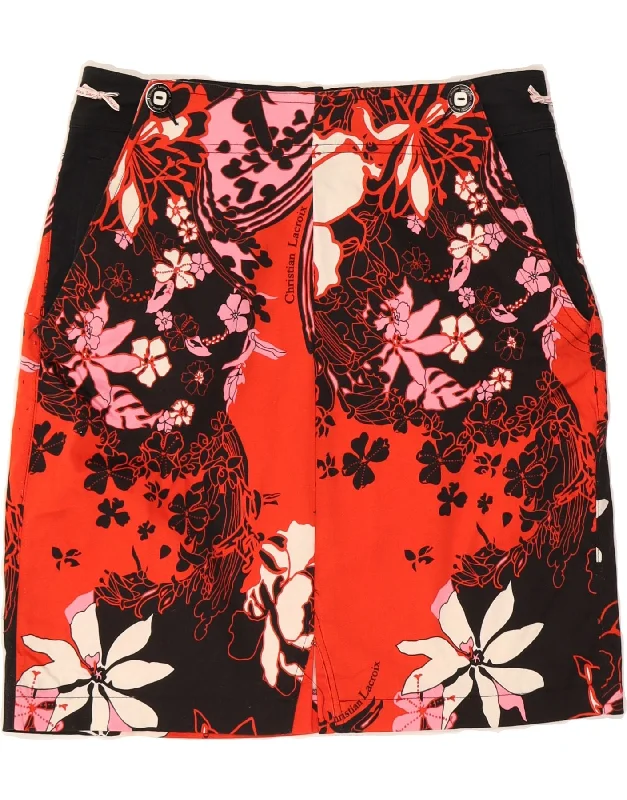 BAZAR DE CHRISTIAN LACROIX Womens Straight Skirt EU 38 Medium W30 Red high slit skirt BAZAR DE CHRISTIAN LACROIX Womens Straight Skirt EU 38 Medium W30 Red high slit skirt