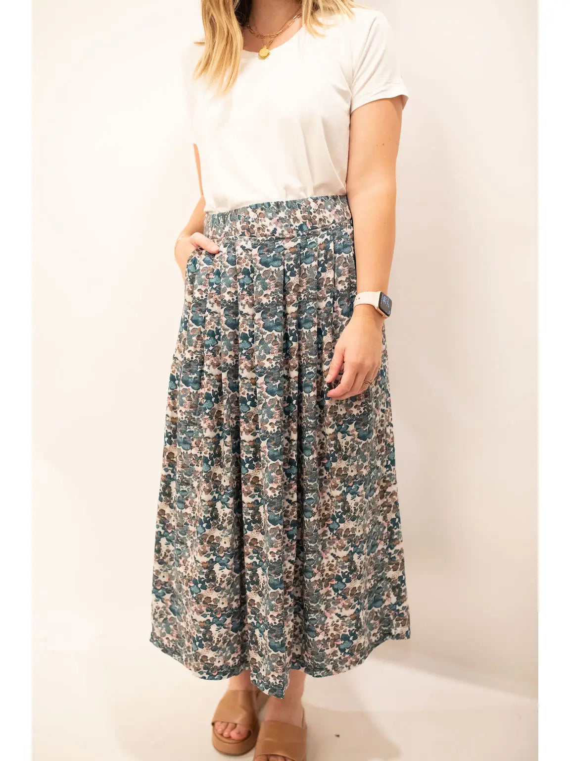 Bytavi : Midi Skirt linen skirt breathable