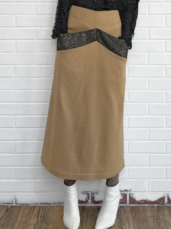 Surprise Sale! Camel Pocket Detail A-line Woollen Maxi Skirt cashmere skirt plush