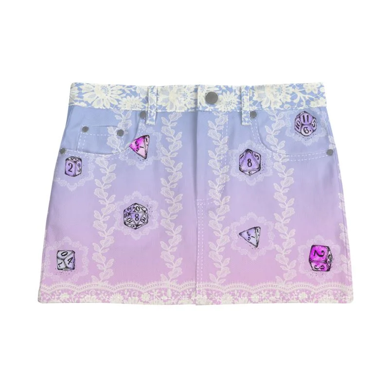 Enchanted Dice - Denim Skirt asymmetrical skirt cut