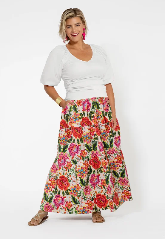 Leota Women's Maxi Evelyn Skirt Red velvet skirt sumptuous