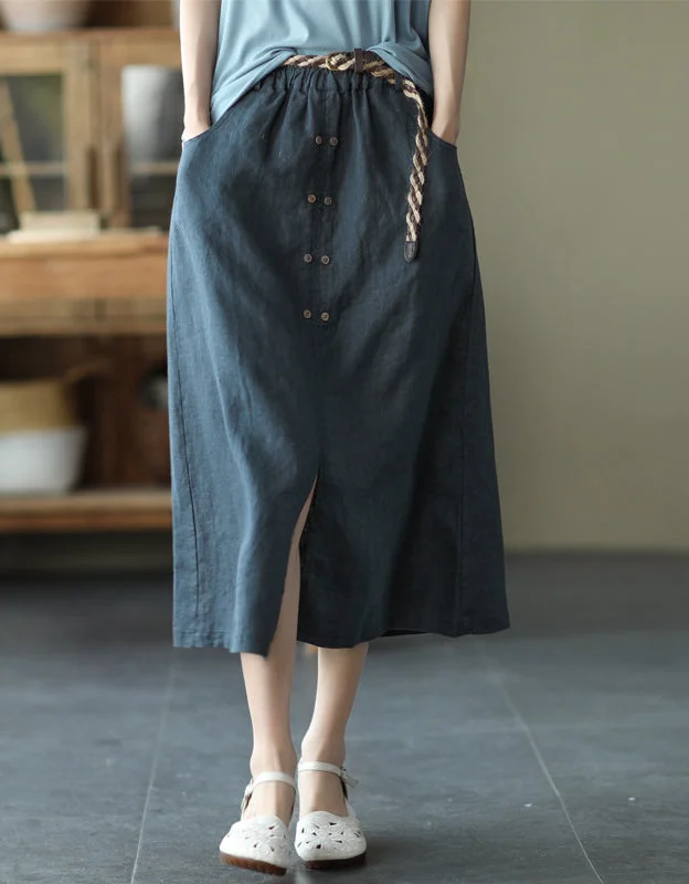 Front Buckle Elastic Waist Skirt cashmere skirt fine