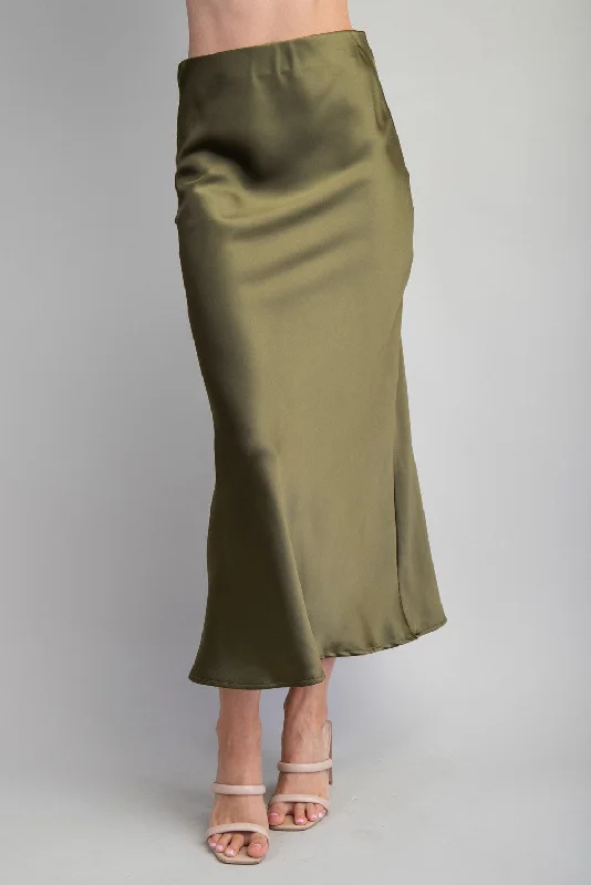 Glow Satin Skirt - Olive lace skirt romantic