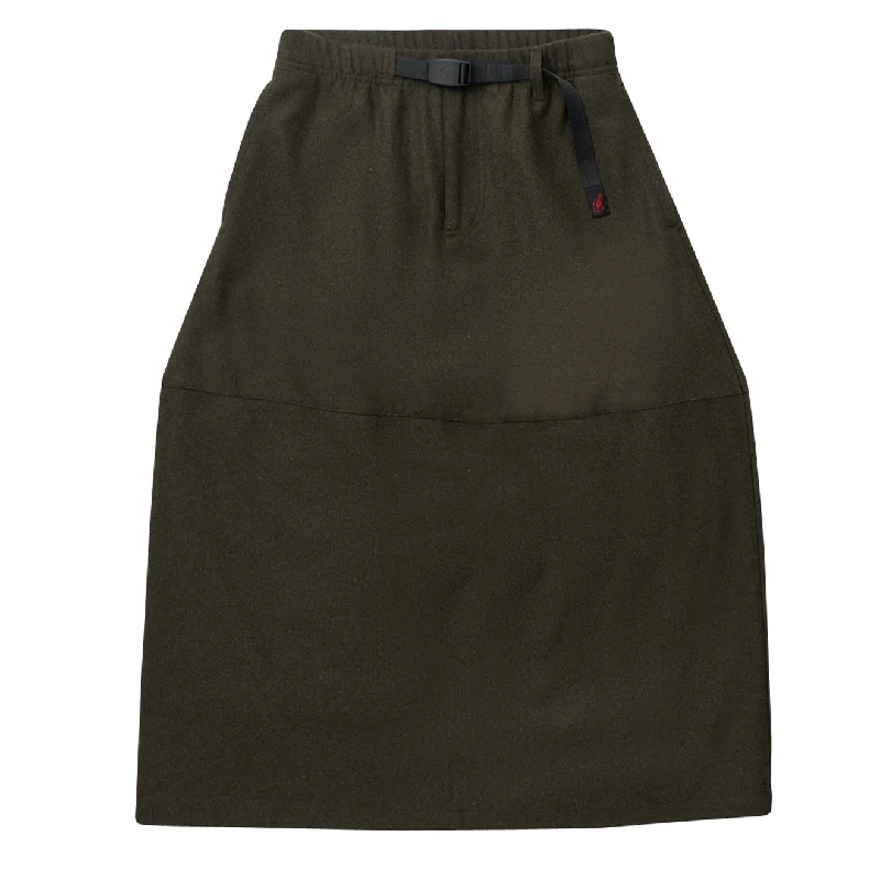 Gramicci Womens Wool Paneled Skirt Umber Wool casual skirt length