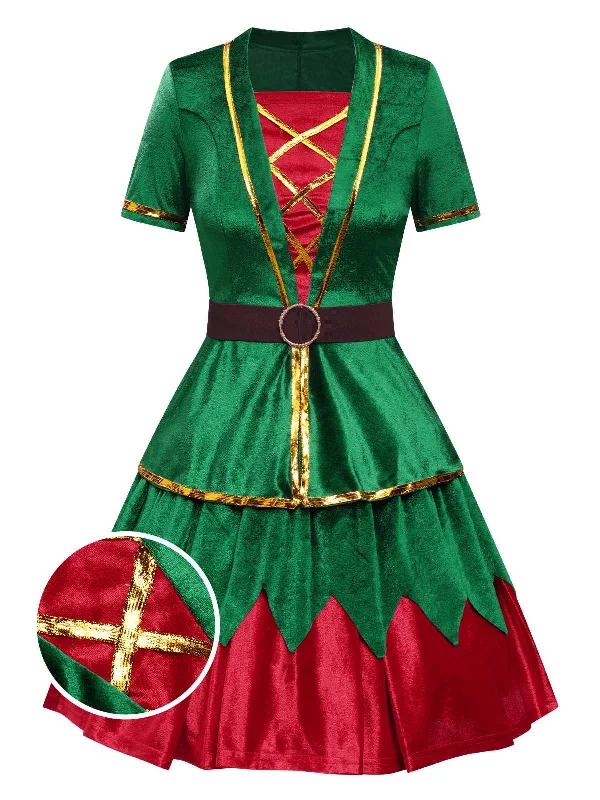 Green 1950s Christmas Tree Top & Skirt denim skirt classic