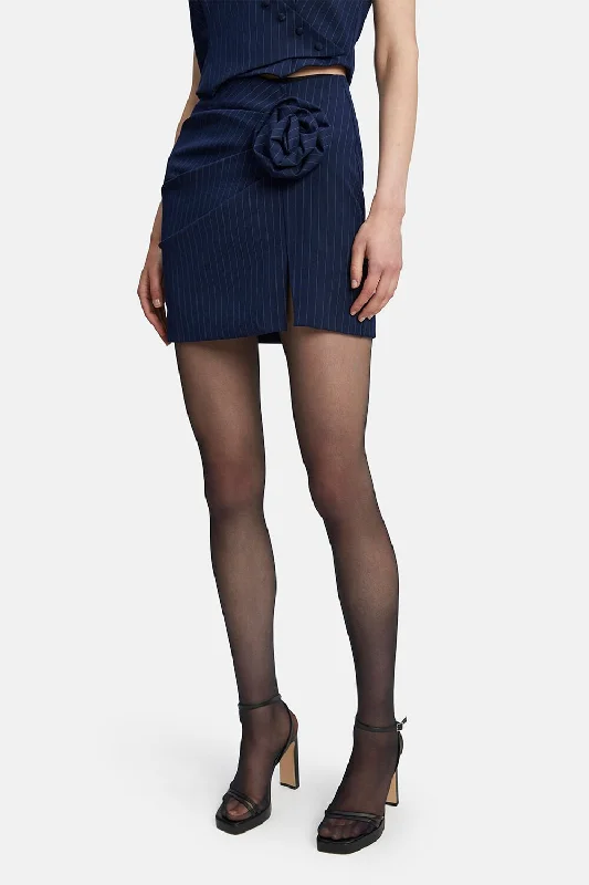 Layton Pin Stripe Mini Skirt - Navy Stripe boho skirt vibe