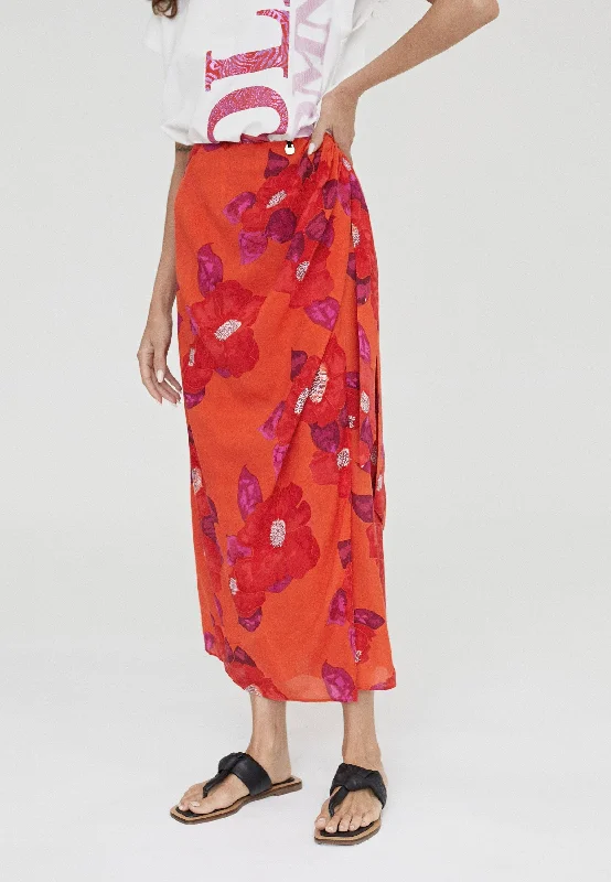 Printed pareo skirt chiffon skirt lightweight