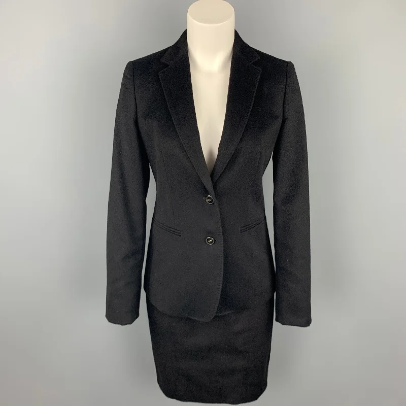 MAX MARA Size 4 Black Material Pencil Skirt Suit asymmetrical skirt cut