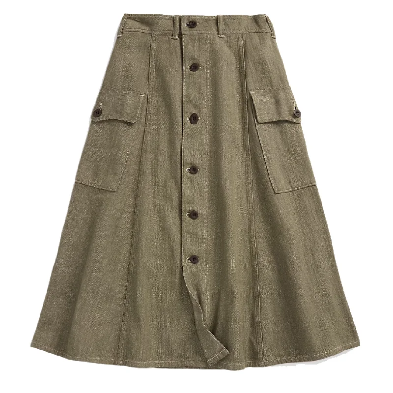 RRL by Ralph Lauren Womens Olive Slub Denim Skirt Olive denim skirt classic