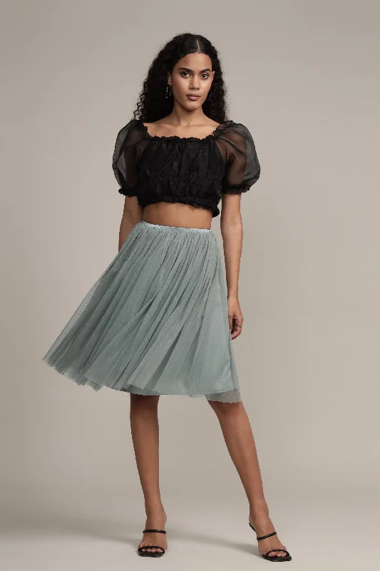 Valentina Skirt in Teal Grey denim skirt stylish