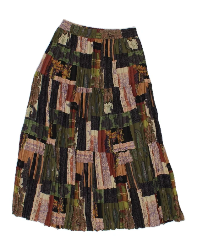 VINTAGE Womens Gypsy Skirt EU 36 Small W28  Multicoloured Patchwork satin skirt smooth